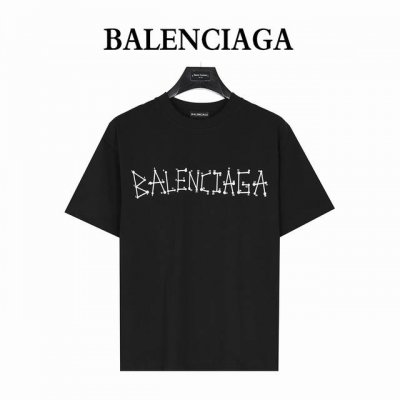 balenciaga 巴黎世家 25Ss 几何Logo双B数字植绒短袖T恤 定织定染260G纯棉双纱紧密棉进口原版面料+2X2配套螺纹, 其基础款单品属于巴黎的