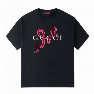 G家25夏日系列 Guccinew蛇年+品牌Logot恤 -采用双纱纯棉250G 短T 三标齐全 面料颜色定制定染 不缩水不退色 手感舒服 质感超强潮男潮女必备