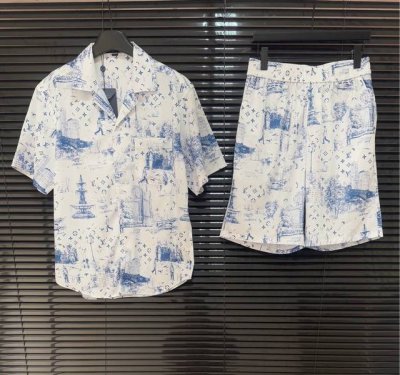 爆款套装V驴牌 25春夏新款 公园建筑水墨定位印花 定制丝绸面料 高品质套装 码数：M-3Xl 套装不拆