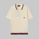 P170 高品质 Gucci 古驰经典条纹小标针织Polo短袖 高端品质 三标齐全，舒适透气，经典简约，精致时尚，细节呈现高端品质，男女同款。 颜色:黑色 杏色