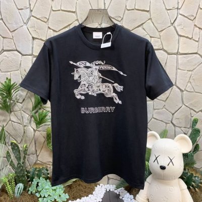 panda版本 供货 #代购级 巴宝莉 Burberry博柏利马术骑士刺绣短袖T恤 黑色 秒杀市面上一切版本 只能说根本就不是一个级别的存在 不管是材质还是细节