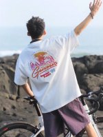 260G重磅纯棉 Nike 耐克 美式复古 撞色椰树 休闲宽松短袖T恤 男女同款 情侣款 面料工艺： 1.260G重磅纯棉，100%棉，恰到好处的克重，上身有型