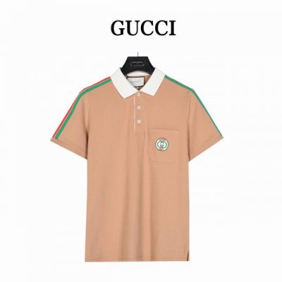 Gucci 古驰 红绿条纹1921限定口袋polo短袖 采用100%棉双面珠地面料，拆解纱线分析，订织蜂窝四角网眼胚布，衣领为双系统提花定织扁机制成，有弹性，不