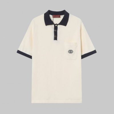 高品质 gucci 古驰口袋刺绣小标针织polo短袖 一款男女都非常合适人手必备款 吊牌 领标 水洗麦三标齐全 高端版本 颜色:图片色 码数:Xs-L