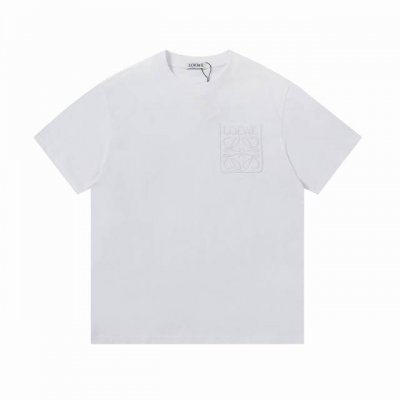 上新 高版本 loewe 罗意威 经典Logo刺绣口袋短袖 240克双纱面料32支纯棉 25Ss最新最顶级 专柜款 经典个性简约拼色刺绣小标Logo 圆领短袖