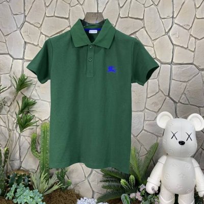 代购级 Burberry博柏利 纯色Logo刺绣休闲修身短袖polo衫 常春藤绿 巴宝莉 2025Ss夏季新款字母Logo男士翻领polo衫！经典商务男款，高端