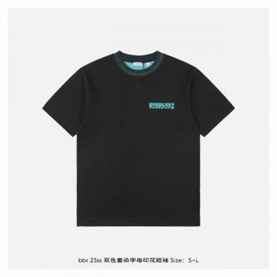 burberry 博柏利 25Ss 双色套染字母印花短袖 购入原版开发 采用24S平纹针织面料 G 搭配32S双纱螺纹340G 面料支数纱线较粗 织出的面料厚实