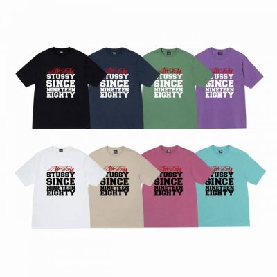 上新款号：S169 Stussy斯图西 Stussy 字母图案舒适圆领短袖T恤 男女同款 原版打造 细节高控 -面料精选220G纯棉面料 手感柔软舒适 吸汗透气