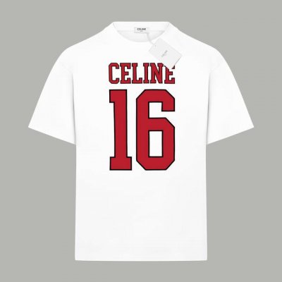 Celine 赛琳 官网同款 16标志字母Logo 印花双纱纯棉短袖 - 280G双纱纯棉顶级面料 手感柔软 百分百纯棉独家出货 定染硫化黑无尘处理面料 -面料