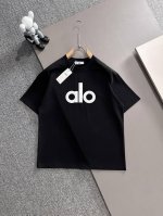 Alo* 2025春夏款上新 原高版本 alo 面料采用270克高密度纯棉 不变形 不缩水 工艺介绍 双线走位 胸口发泡印花+后背彩色发泡印花 颜色 黑白色 s