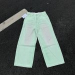 8182 acne Studios 1981复古薄荷绿荧光涂层泥染手绘做旧阔腿牛仔裤 ac家3D打印系列的神裤 方便平台定制的磨毛无弹面料 难点是前前后后修正了