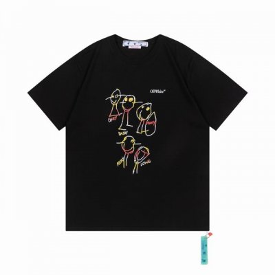 高版本Off-White 23Ss彩虹卡通人印花箭头短袖T恤，经典Os版型 高克重 G双纱纯棉面料，舒适透气有质感。正面为趣味彩虹卡通人，后背依然保存经典的不规