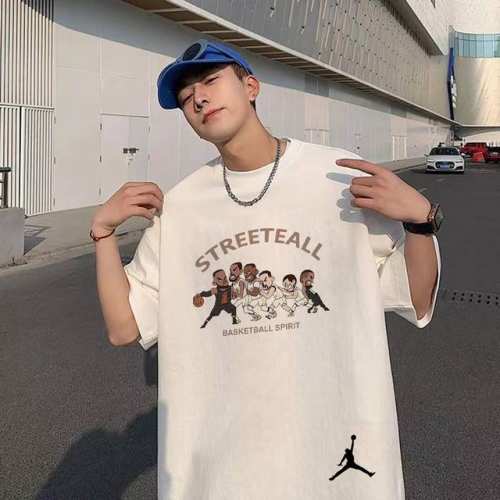 80包邮 【260G重磅纯棉】Air Jordan 乔丹 Aj Streetall Basketball 黑人球队 宽松休闲短袖T恤 男女同款 情侣款 面料工艺