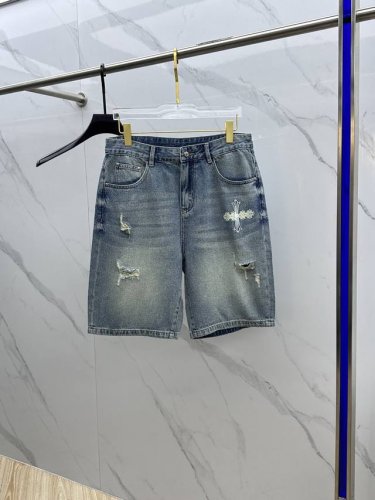ch*克罗心 高端定制、2025早春最新款五分牛仔裤 柜台同步发售 十字架印花工艺 原版定制复刻 客供五金辅料 原单品质 进口固色牛仔面料 重工洗水 做工走线精