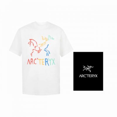 Ayc Teryx 始祖鸟] Fw短袖T恤 小鸟字母Logo手绘彩色印花 高端32S双纱280克面料 重磅面料 定制拉架罗纹同缸同染 三标齐全 男女同款 颜色：