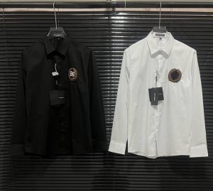 Dg杜嘉班纳 25春夏新款 胸口金色丝刺绣串珠绒面拼接 高品质长袖衬衫 码数：M-3Xl