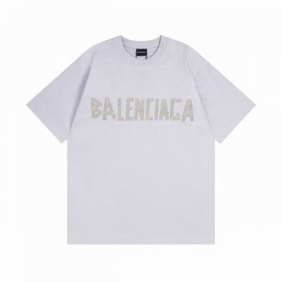 米灰色 130 Balenciaga/巴黎世家2025 Ss 经典胶带拉浆印花短袖T恤 本市场No.1的质量 真正天花板品质 全部原版开发注意细节图 避免被盗图