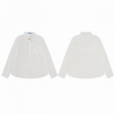 款M679 普拉达 Prada顶级品质新款白衬衫 后面贴布刺绣Logo衬衫 顶级版本★Prada普拉达 Ss春夏新款牛津纺纯色长袖衬衫绝对高品质！随意对比！ 经