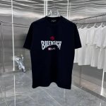 Bal 2025春夏新款260克短袖T恤 植绒工艺 男女同款宽松版 S M L Xl Xxl 五个码 颜色：白色 黑色 灰色