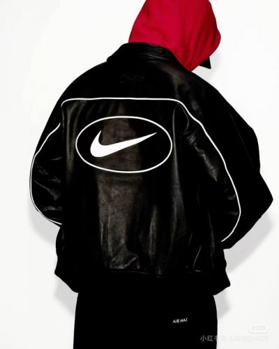 全网首发，顶级版本 Supreme X Nike 联名款 Ss25 耐克Week4 Leather Varsity Jacket 背面Logo皮革校队夹克 男女