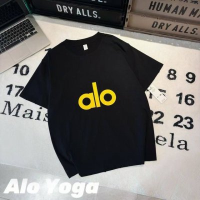 alo Yoga 荧光色硅胶字母印花短袖 男女同款 -面料：采用原版一比一定织定染纯棉面料。 -辅料：原版拆解开发，一比一定制的小标，领标，水洗，吊牌，五金等等