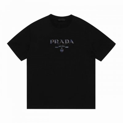 上新 高版本 prada普拉达字母硅胶批彩色绣花布工艺短袖 最高版本 定制面料 克100%双纱全棉 字母硅胶批彩色绣花布工艺设计 辅料 开模原版过鉴定领标100