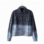 实拍细节图+尺码表 louis Vuitton 路易威登 渐变极光蓝提花刺绣水洗夹克牛仔 选用定制扎染渐变面料 100%棉 本款牛仔束腰夹克依托渐变扎染工艺 展