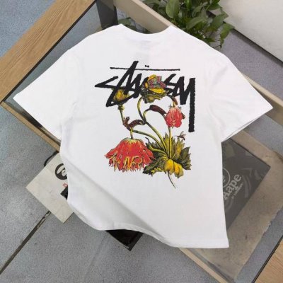 上新 款号：Bm147 2025新款Stussy斯图西春意盎然玫瑰花图案字母印花休闲情侣宽松短袖T恤，经典永远不会过时、人手必备款，250G纯棉精梳棉不起球不起
