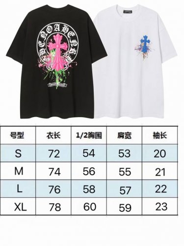 现货 2257 新款克罗心马蹄彩色涂鸦十字架梵文短袖男女休闲宽松T恤250克32支纯棉 颜色：黑色 白色 码数：S M L Xl
