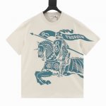 burberry巴宝莉Bbr 战马大骑士马术短袖T恤 原版4800购入 原版订织定染原版订织定染235G 麻棉材质 进口机直喷印花 品质还原原版品质 宽松版型