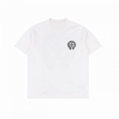 chrome Hearts 克罗心 烫银马蹄短袖T恤 采用直喷进口机器印花 五金辅料均开磨定制 正确配置 黑色2025克罗心正品包装 克定制定染双纱棉 版型大