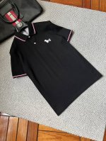 Tb‘’25Ss新款春夏短袖翻领T恤polo，最高版本客供定制高端朱地面料简单时尚款，拼色螺纹超级好看！经典Logo简单大方的款式！满满的高级感，四季可穿。简欧