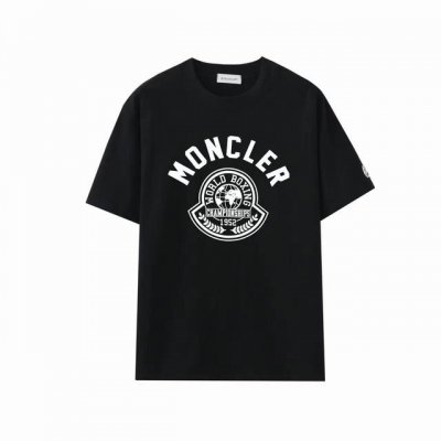 上新 款号：M1053 2025早春Moncler 蒙口 官网同款印花图案 双纱纯棉短袖 - 260G双纱纯棉顶级面料 手感柔软 百分百纯棉独家出货 定染硫化黑