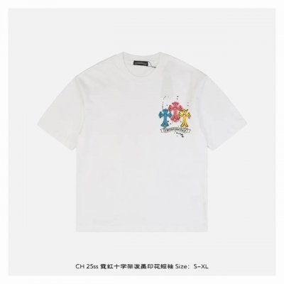chrome Hearts 克罗心 25Ss 霓虹十字架泼墨印花短袖 面料采用 克重精梳棉 定制32支1*1螺纹 成衣两遍水洗处理 面料舒适亲肤无异感 定制定染