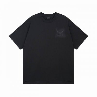Balenciaga 巴黎世家2025 Ss 正面麦穗刺绣后背字母彩色手绘涂鸦色彩碰撞割烂做旧短袖T恤 本市场No.1的质量 真正天花板品质 全部原版开发注意细