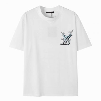 新款 顶级版本 Louis Vuitton 路易威登，2025Ss春夏新款驴家Lv 鸽子印花圆领短袖T恤男女同款 经典桃心领搭配小飞鸽Lv胸标，40支双精梳纯棉