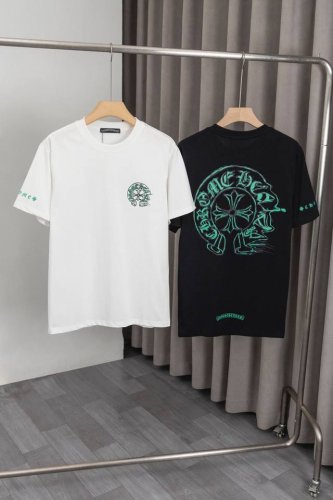 x059 Chrome Hearts 25Ss新款T袖！采用260克双纱纯棉面料,前后彩色图案印花工艺，时尚百搭 男女同款 颜色：黑色，白色，尺码:M～3Xl