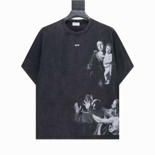 高版本Off-White 宗教圣母油画印花水洗做旧短袖！重回油画主题，对经典的致敬！采用定制 克重磅环保面料，两次水洗预缩定型，经典Os版型，,大落肩，微廓形，