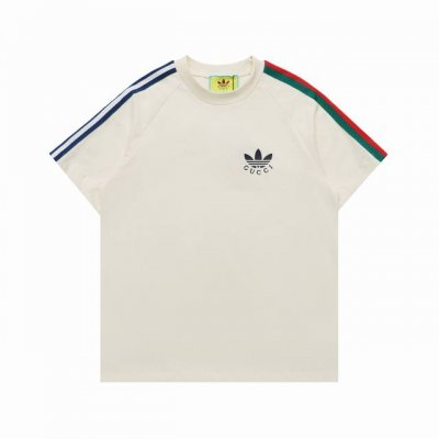 顶级复刻版本 Gucci 古驰Adidas联名刺绣休闲圆领短袖T恤 面料: 280G重磅纯棉，随意对比 砖柜同步。第一时间正品开发研制。欢迎对比！面料采用Zp定