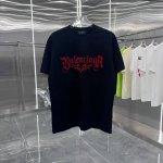 Bal 巴黎世家 2025春夏新款 圆领短袖T恤 植绒工艺 男女同款宽松版 S M L Xl Xxl 五个码 颜色：黑色 白色 灰色