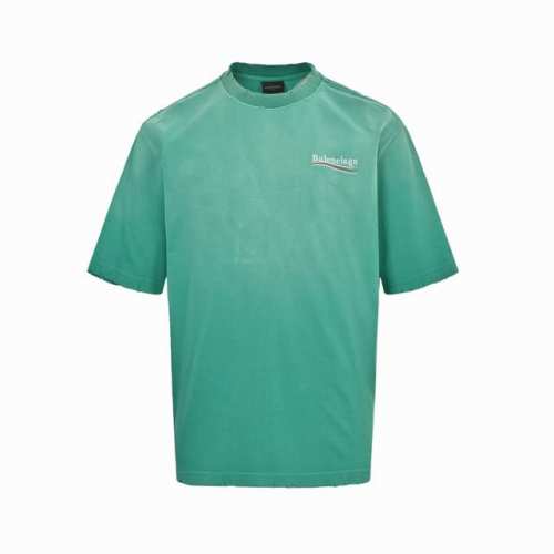 balenciaga 巴黎世家 25Ss 可乐刺绣炒色水洗破洞短袖 夏日多巴胺复古炒色可乐波浪刺绣破坏系列 采用巴黎25年最新款面料 胸口刺绣及后背大Logo刺