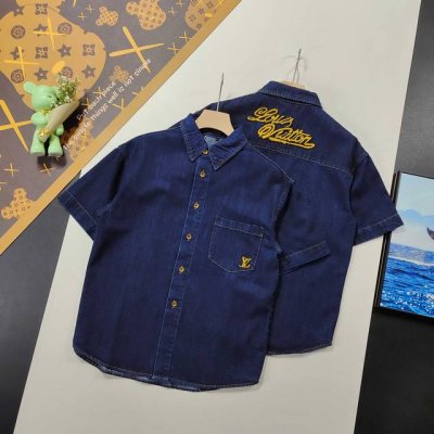 尺码S-Xl顶级复刻 路易威登Louis Vuitton绳索签名字母刺绣牛仔马甲衬衫驴家Lv情侣款牛仔短袖衬衫 轻奢主义 男女日常通勤穿搭必备单品 正确版本 随