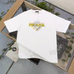 特价 黑色Xs2 S1 M2 L1白色Xs1 M2 款号：Qypa08 高版本 春夏新款Prada普拉达刺绣毛巾布字母图案Logo绣花休闲情侣宽松短袖T恤，独一