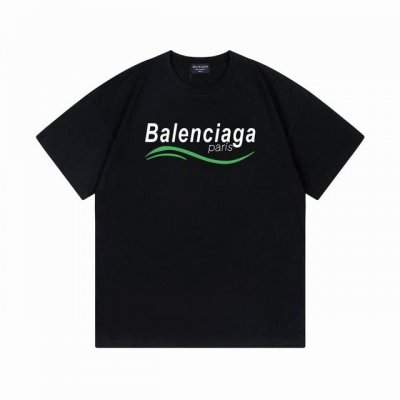 balenciaga 巴黎世家 2025新款 海浪字母Logo 男女同款 短袖T恤 定制300克100％双纱纯棉面料 定染32支双股螺纹 领标吊牌主唛三标齐全