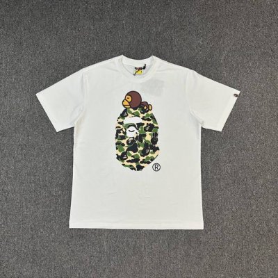Xx120 Bape Ss25 Abc Camo系列 卡通猿人猩猩图案印花280克克重麻棉面料 Zp开版 情侣款 S-Xxl 黑粉 白粉 黑蓝 白蓝 黑绿 白绿