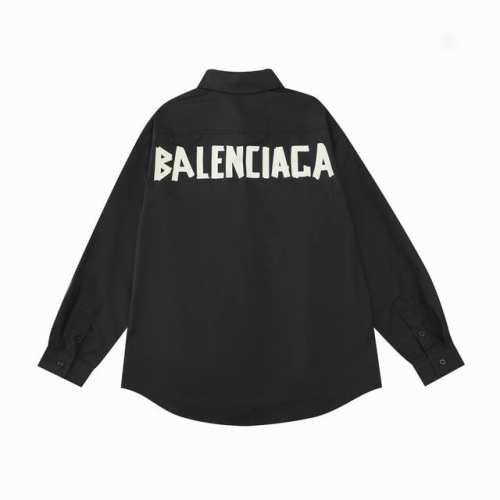 款M32 巴黎胶带衬衫 Balenciaga 巴黎世家后背经典黄胶带字母印花长袖衬衣衬衫 采用数码直喷 涂鸦泼墨印花效果更好更呈现立体感 半成品手工定位拼接衣服