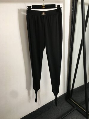 款号20252584 Balenciag*新款 Logo装饰弹力修身踩脚裤，黑色，S-Xl， M码；腰围62弹力，长86