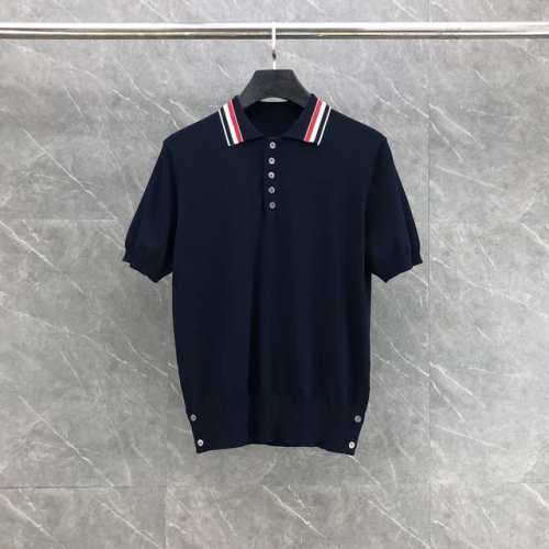 翻领三色红白蓝针织短袖polo 码数：1-4 颜色：白、蓝