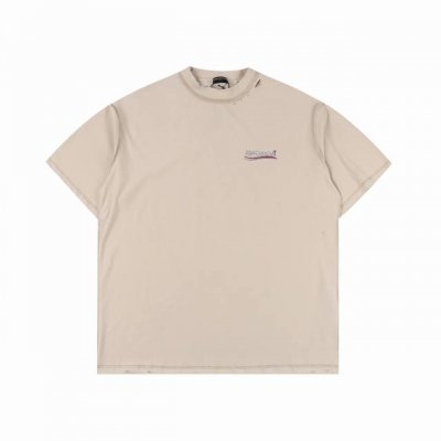 Balenciga 巴黎世家 反转反穿 双面可穿 可乐刺绣圆领短袖T恤 采用纯棉柔软面料，对色定染面料，磨破工艺 进口立体前后绣花工艺，潮流感十足，定染纯棉面料