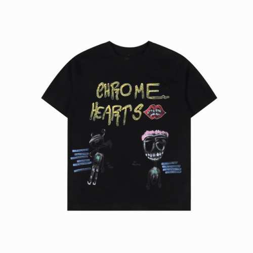 Chrome Hearts 克罗心 涂鸦卡通短袖T恤 采用直喷进口机器印花 五金辅料均开磨定制 正确配置 黑色2025克罗心正品包装 克定制定染双纱棉 版型大